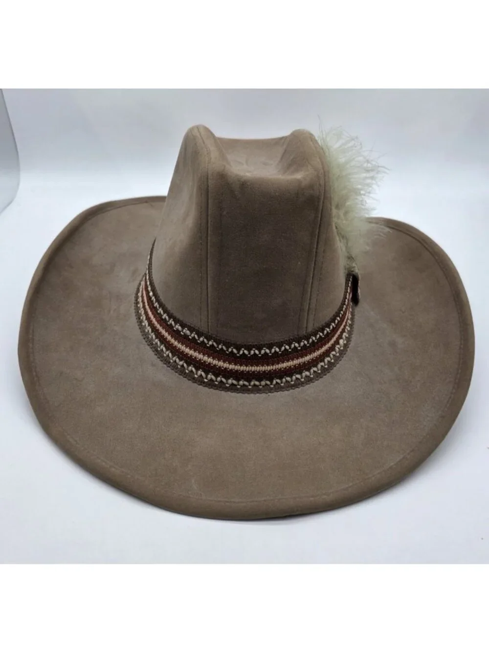 United Hatters Cap Millinery Cowboy Hat Size Large Brown Feather Vintage Western